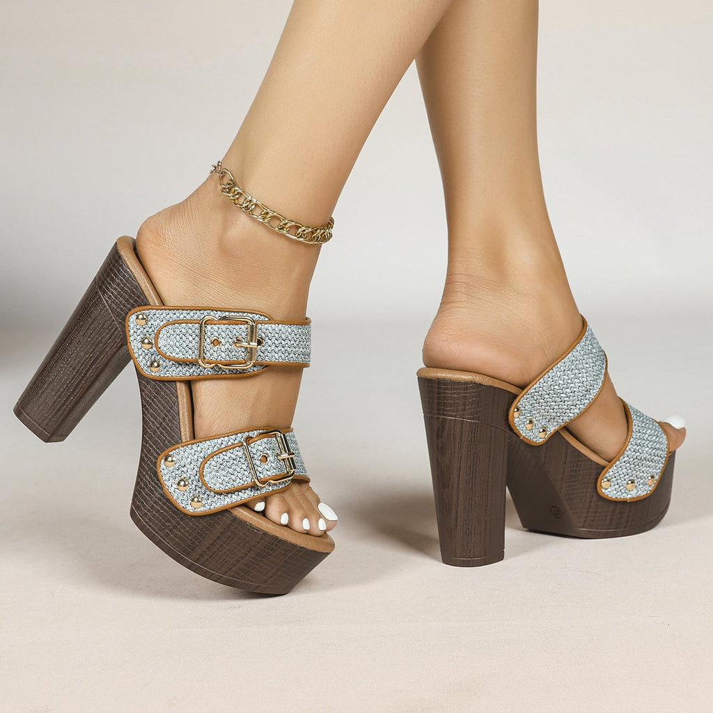 Valentina Double Buckle Heels