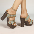 Valentina Double Buckle Heels