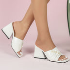 Angelina Pearl Block Heels