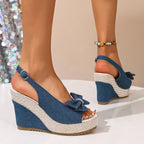 Anna Denim Wedge Sandals