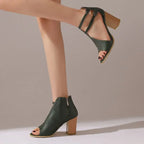 Ava Peep Toe Block Heels