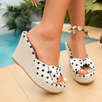 Elara Polka Dot Wedge Sandals