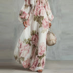 Payton | Off-Shoulder Floral Maxi Dress, Long Sleeves